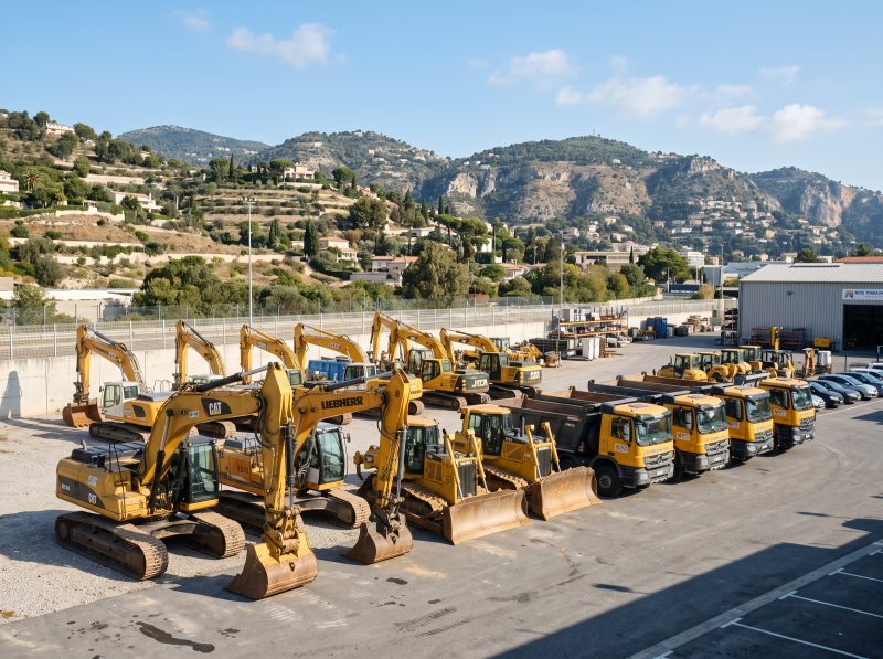 Parc d’engins de chantier de Sud Démolition dans les Alpes-Maritimes